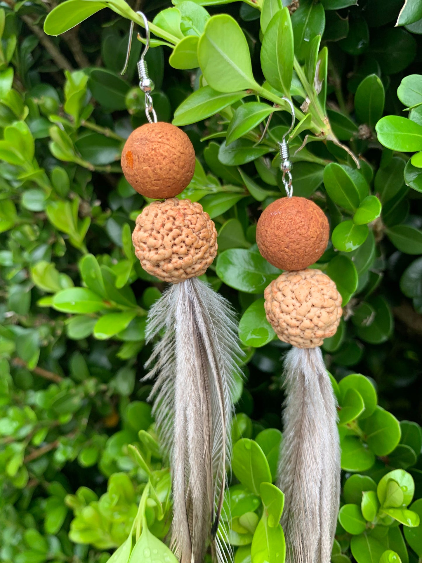 Natural Emu Feather Earrings