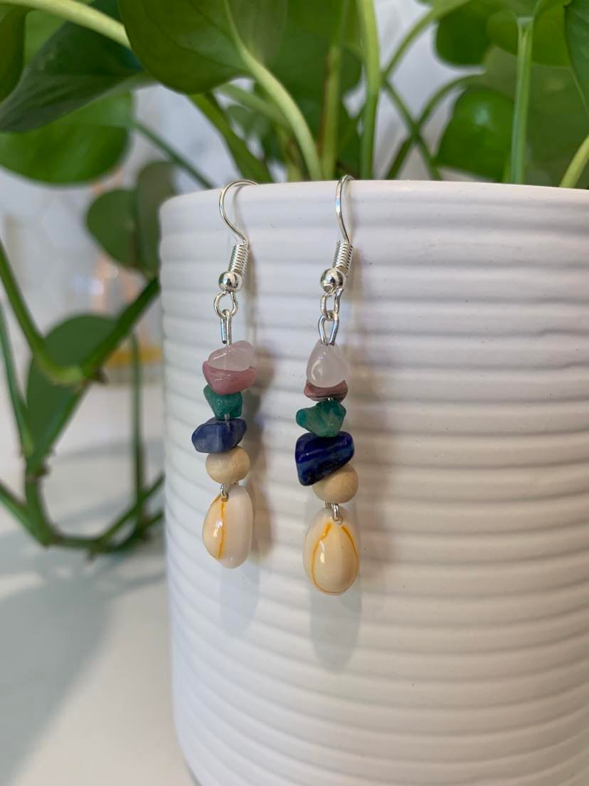 Cowrie Shell and Crystal Earrings