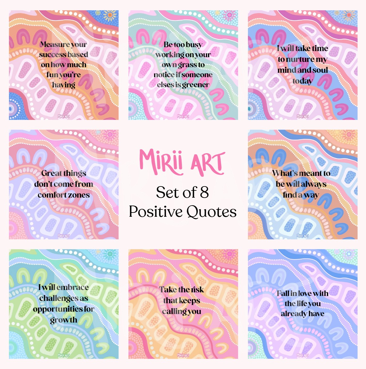 Set of 8 Positive Affirmations & Quotes