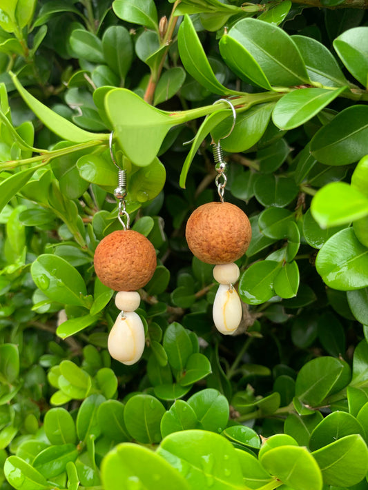 Sandalwood and Shell Earrings